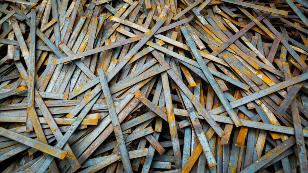A pile of pieces of steel